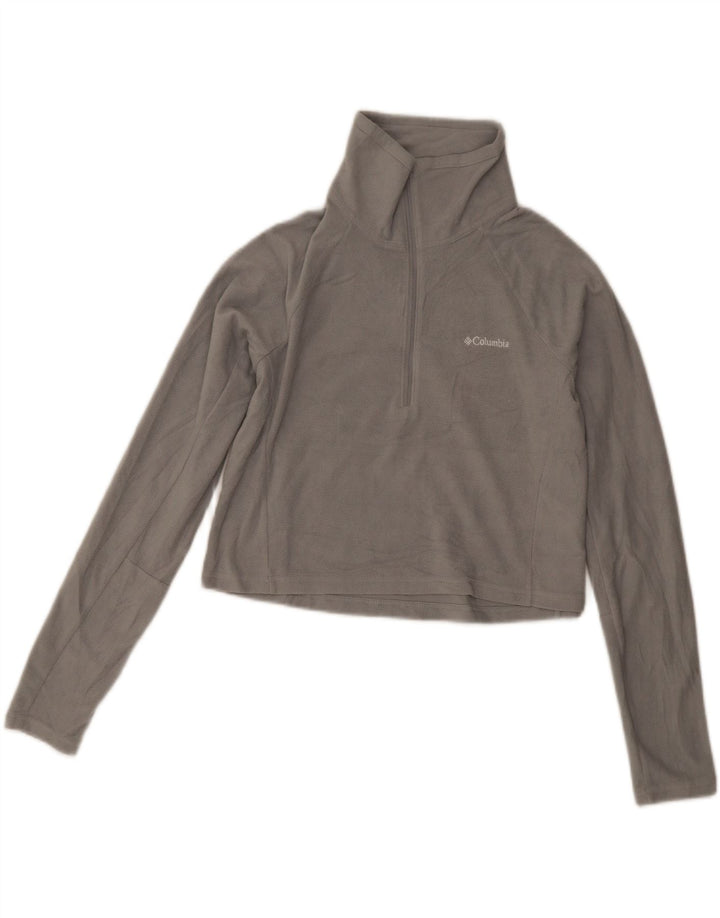 Maglione in pile Columbia da donna con collo corto e zip UK 8 piccolo poliestere grigio