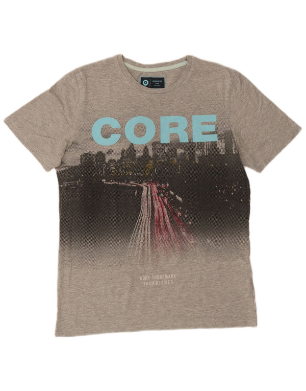 Jack & Jones T-shirt grafica da uomo grande in cotone chiazzato grigio