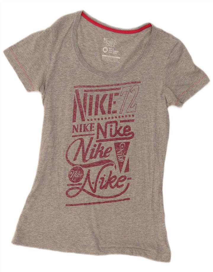 T-shirt grafica NIKE da donna slim fit UK 12 grigio medio chiazzato