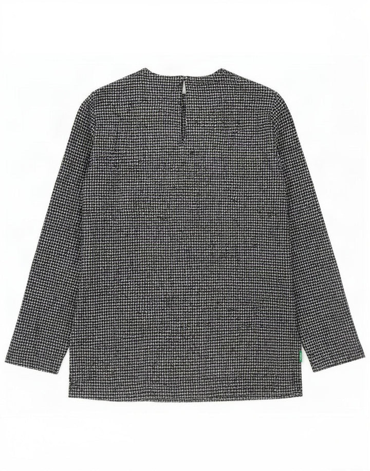 Camicetta a maniche lunghe da donna Zara UK 10 piccola poliestere pied de poule nero