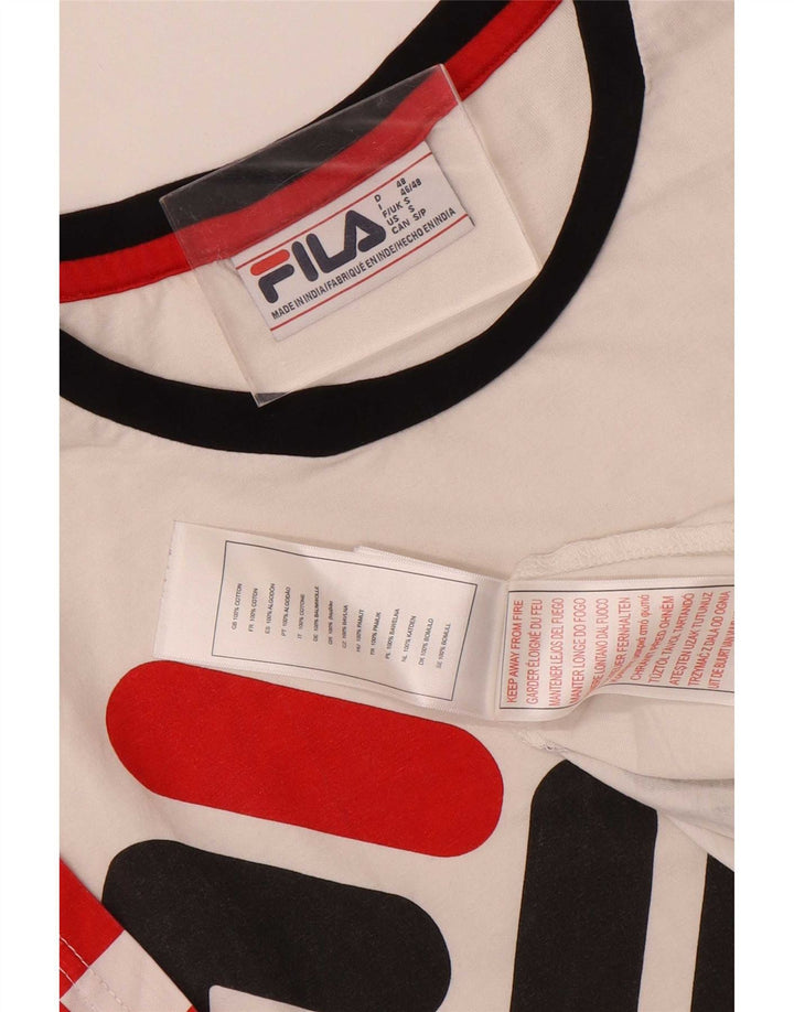 T-shirt grafica da uomo Fila Top Small in cotone geometrico bianco