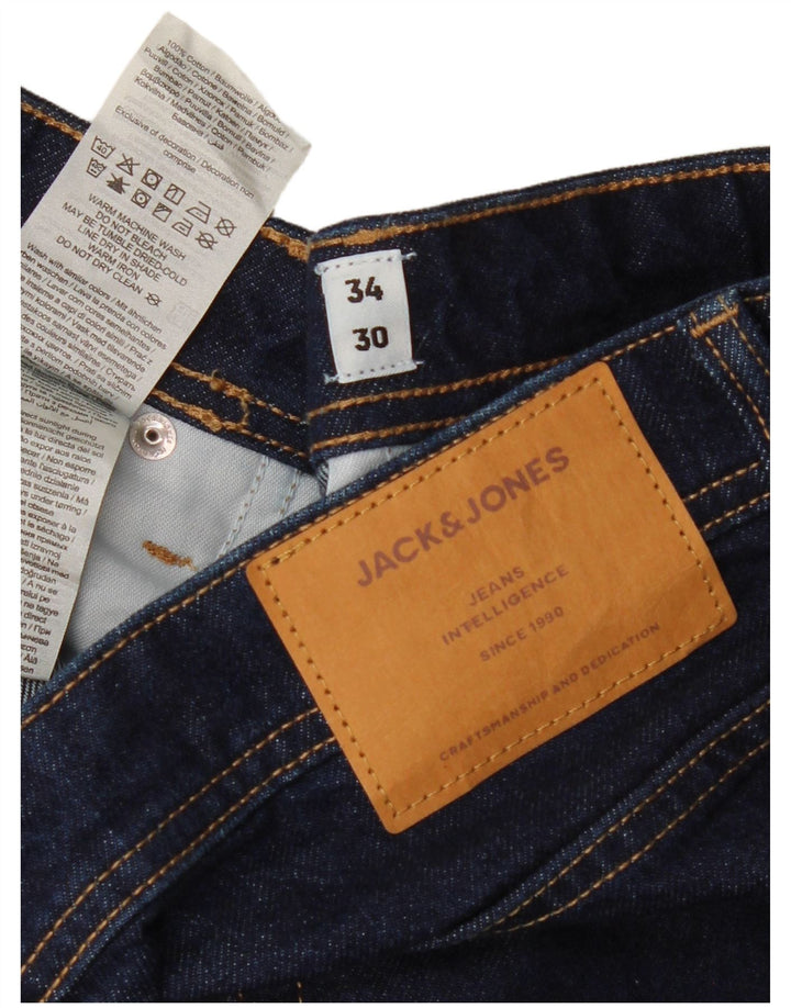 Jeans dritti da uomo Jack & Jones W34 L30 cotone blu navy