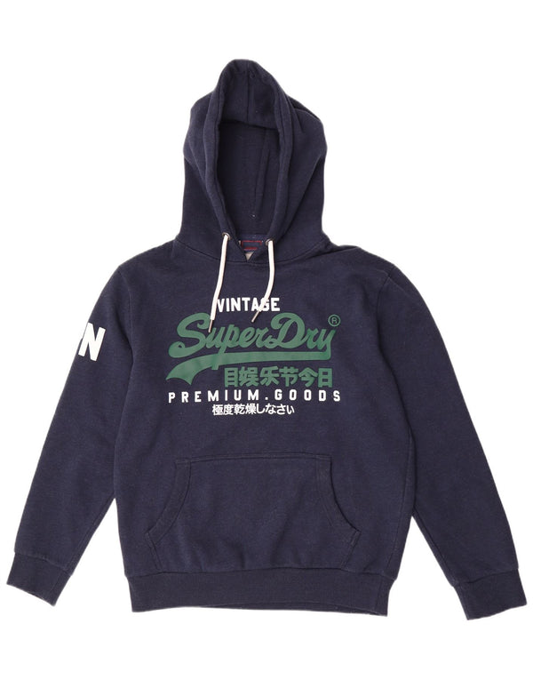 Felpa con cappuccio grafica da uomo Superdry XL in cotone blu navy