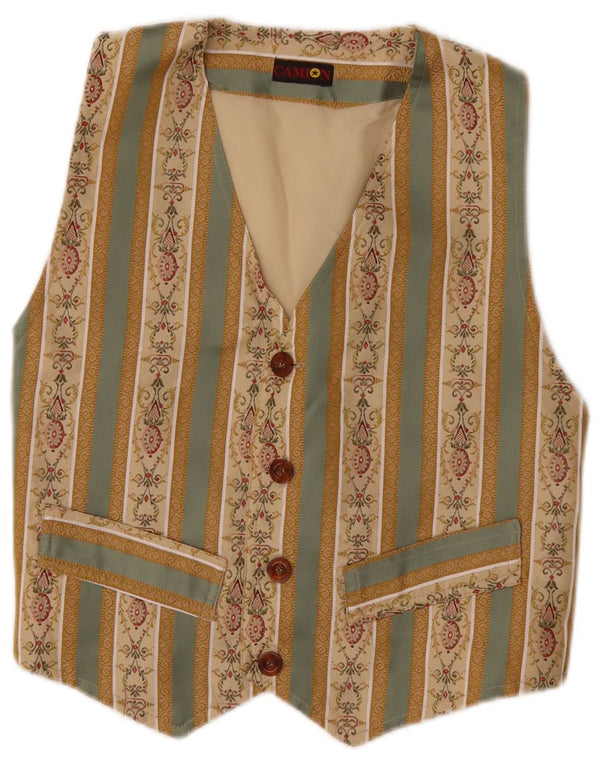 Gilet da donna VINTAGE UK 10 piccolo cotone Fair Isle beige