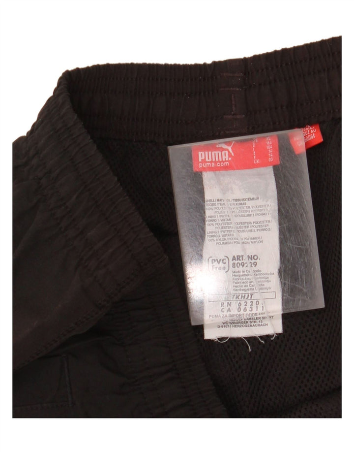 PUMA Boys Graphic Tracksuit Trousers Joggers 13-14 Years Black Polyester Vintage Puma and Second-Hand Puma from Messina Hembry 