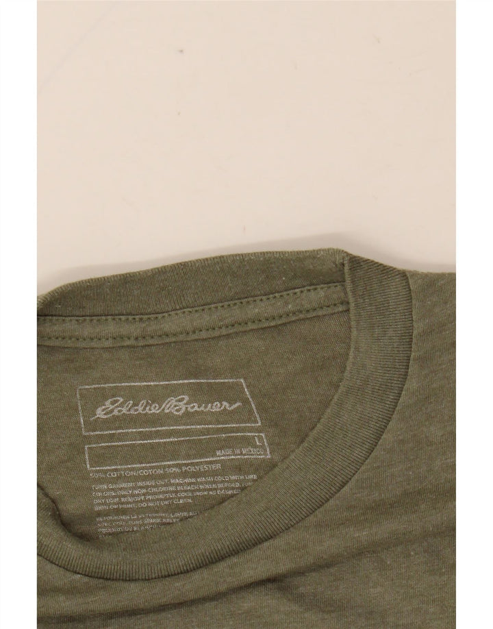T-shirt grafica da uomo EDDIE BAUER Top grande in cotone kaki