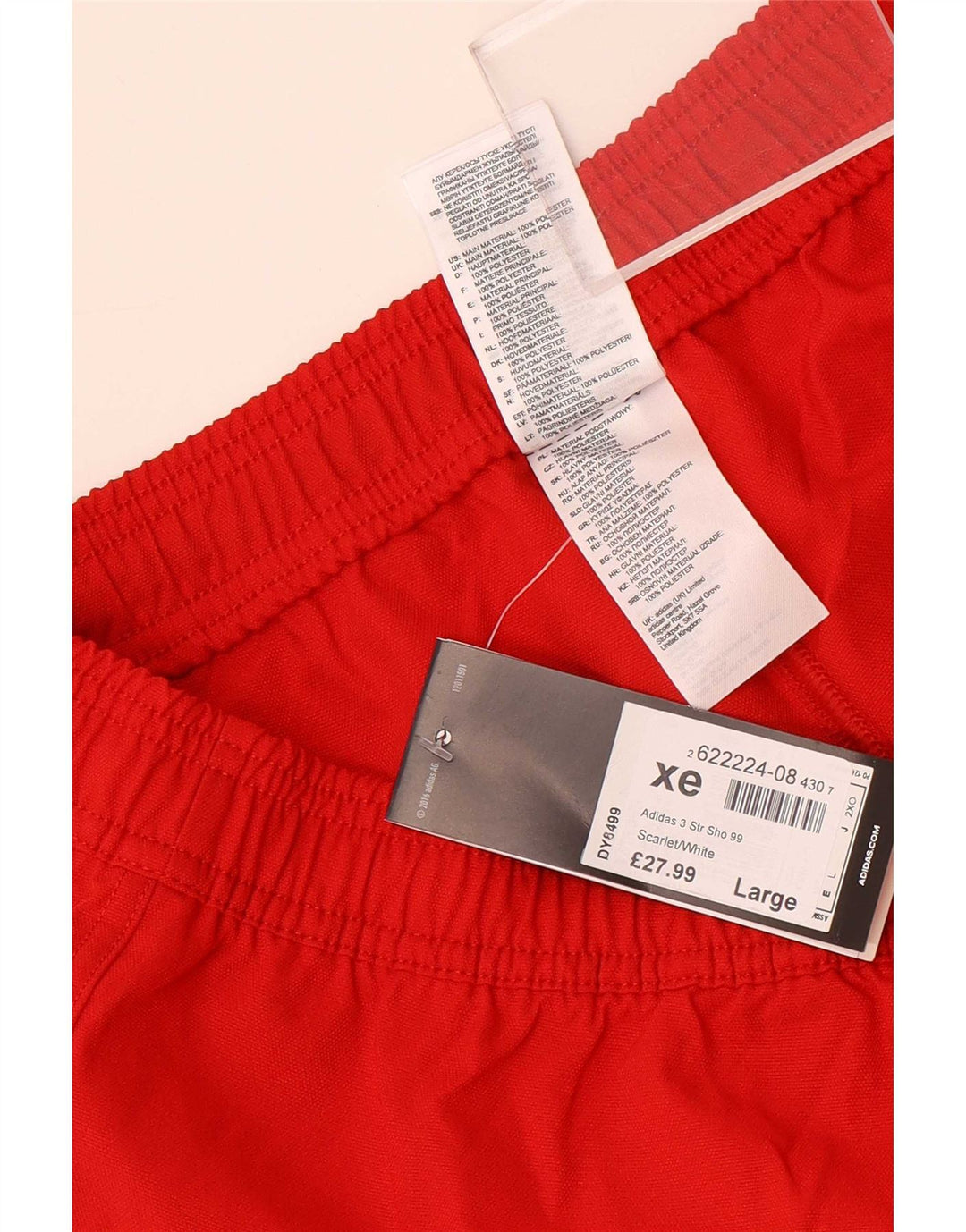 Pantaloncini sportivi Adidas da uomo grandi in poliestere rosso