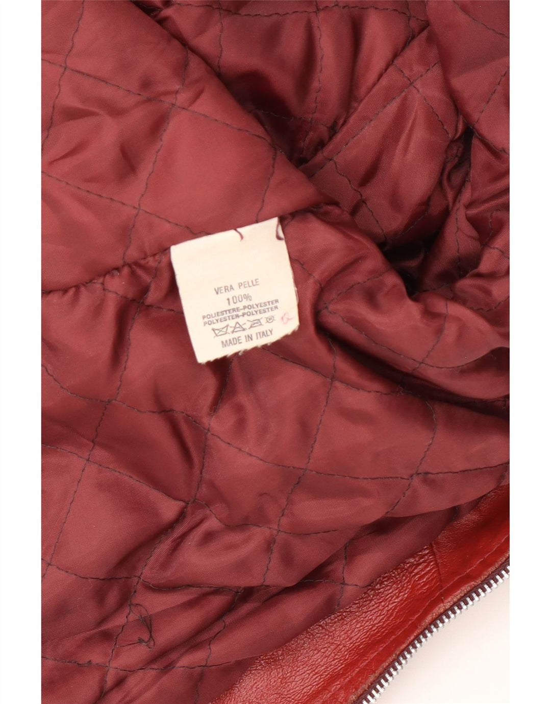 Giacca in pelle vintage da donna UK 14 media rossa