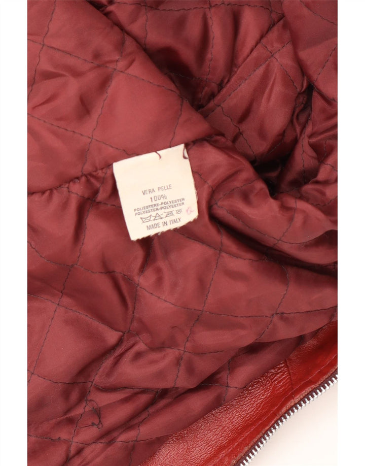 Giacca in pelle vintage da donna UK 14 media rossa