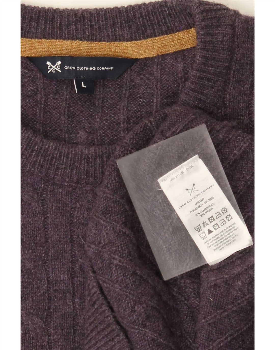Crew Clothing Maglione da uomo con collo in lana di agnello grande viola