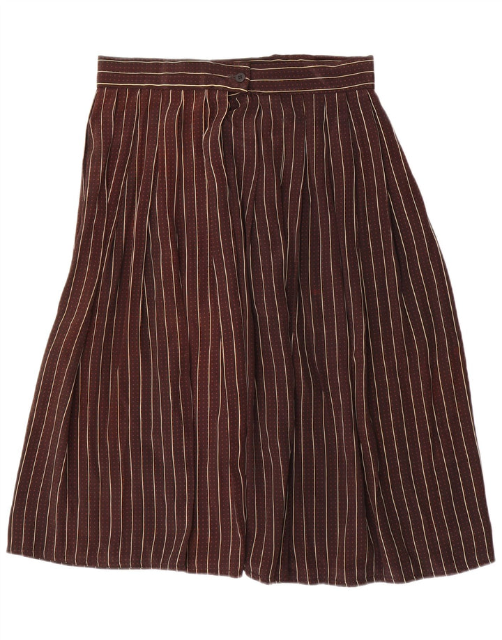 Gonna a trapezio da donna vintage W28 a righe marrone medio