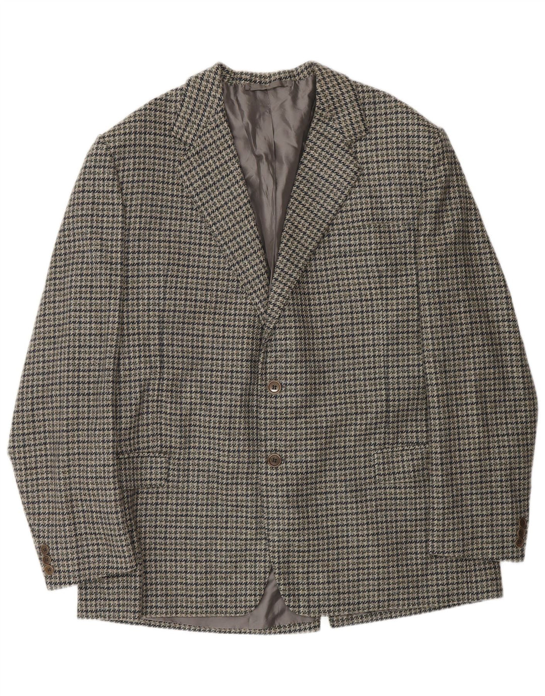 Giacca blazer da uomo a 2 bottoni Ermenegildo Zegna UK 40 pied de poule grigio medio