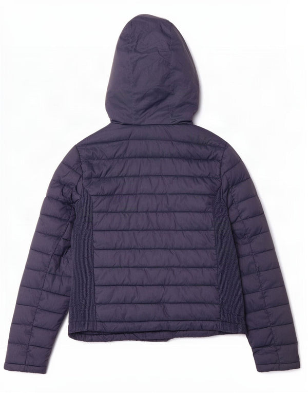 Giacca imbottita con cappuccio da donna Superdry UK 14 grande poliestere blu navy