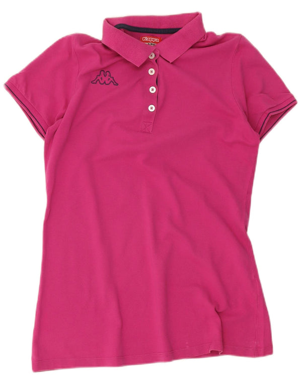 Polo grafica da donna Kappa UK 14 Large in cotone rosa