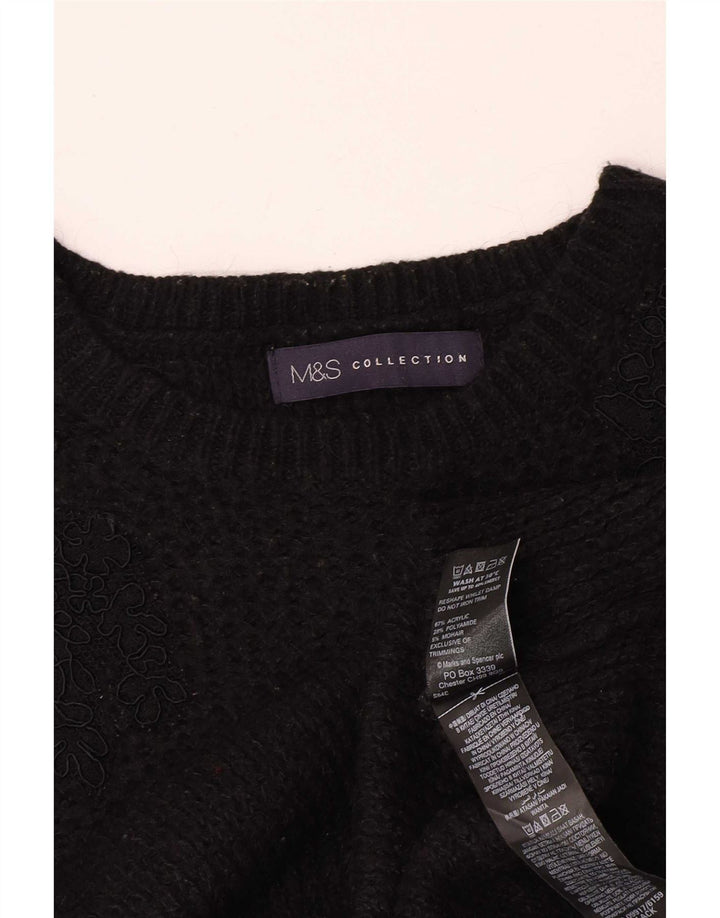 Maglione maglione con scollo a barca da donna Marks & Spencer UK 12 medio nero floreale