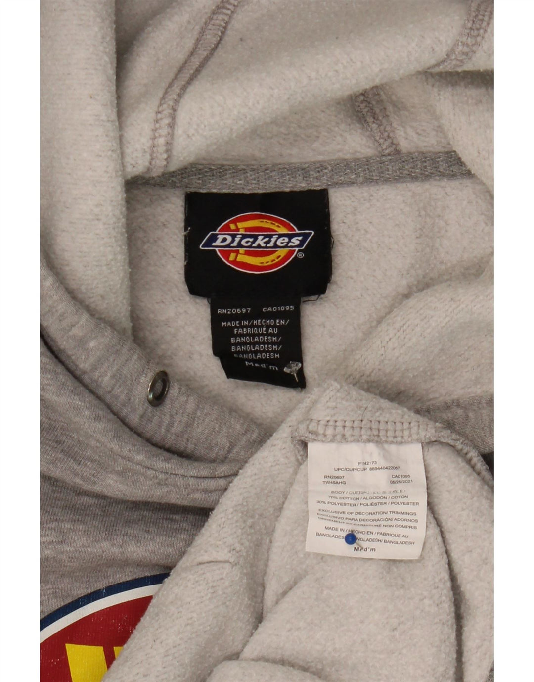 DICKIES Maglione con cappuccio grafico da uomo in cotone screziato grigio medio