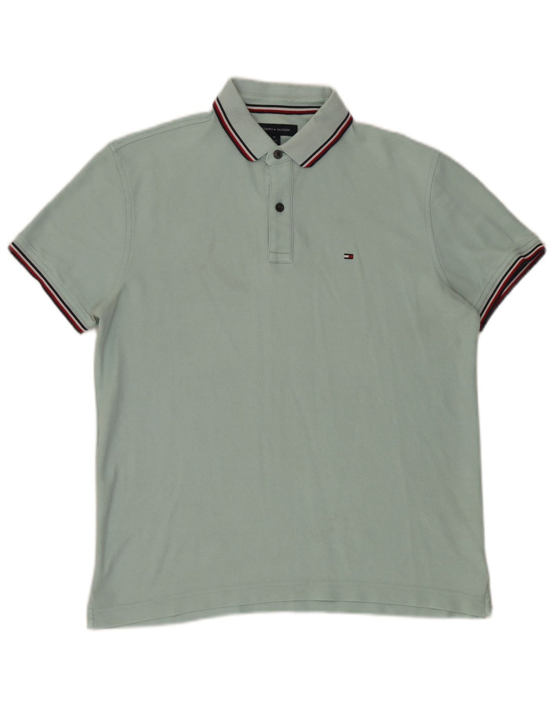 Polo da uomo Regular Fit Tommy Hilfiger in cotone turchese medio