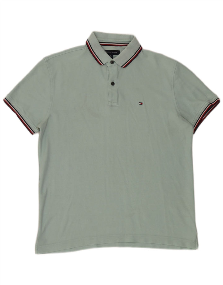 Polo da uomo Regular Fit Tommy Hilfiger in cotone turchese medio