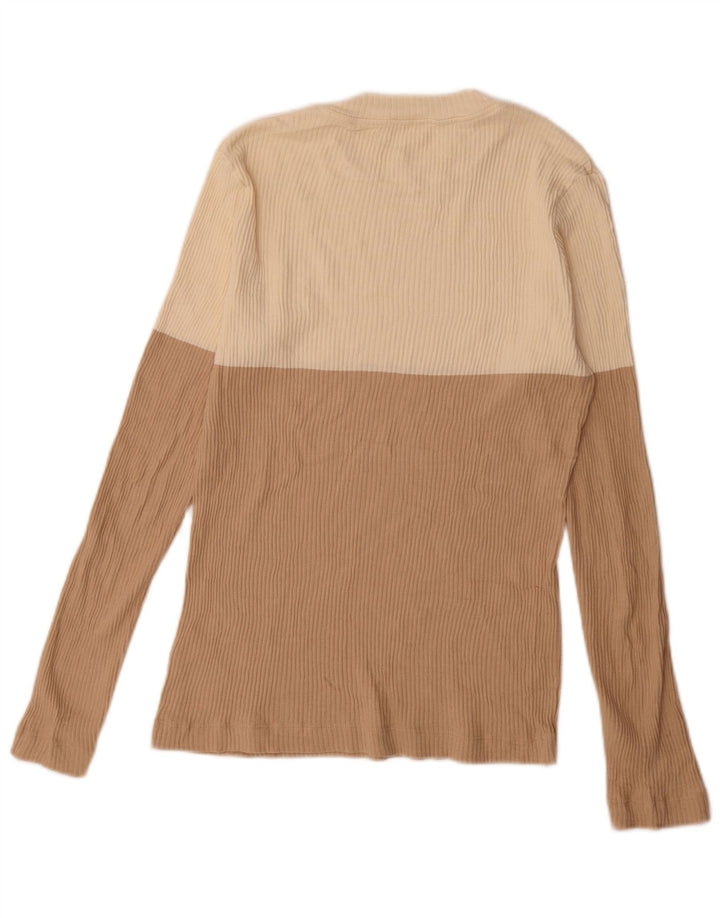 Cos Top da donna a maniche lunghe UK 12 Cotone color block beige medio