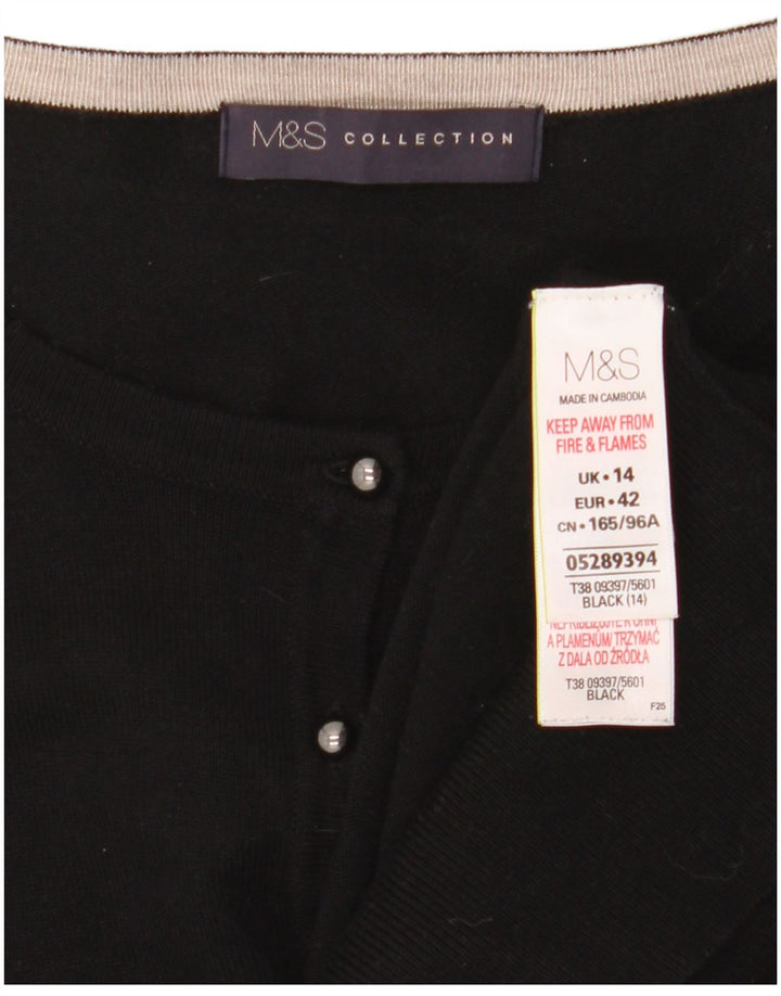 Maglione cardigan da donna Marks & Spencer UK 14 Viscosa nera media