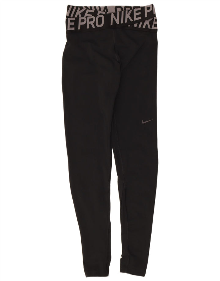 Leggings grafici Nike da donna Dri Fit UK 8 piccoli poliestere nero