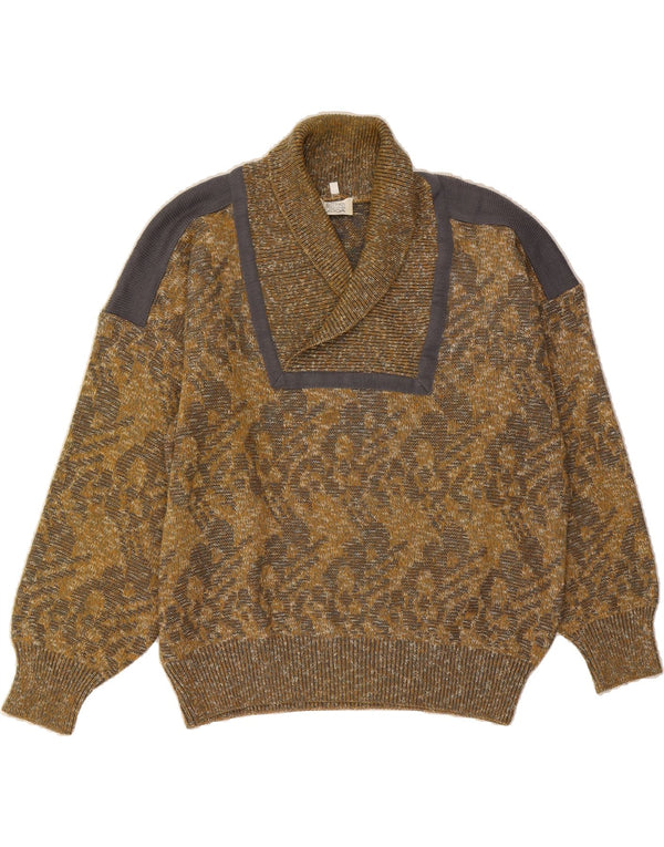 ALBA MODA Womens Shawl Neck Jumper Sweater IT 52 2XL Khaki Paisley