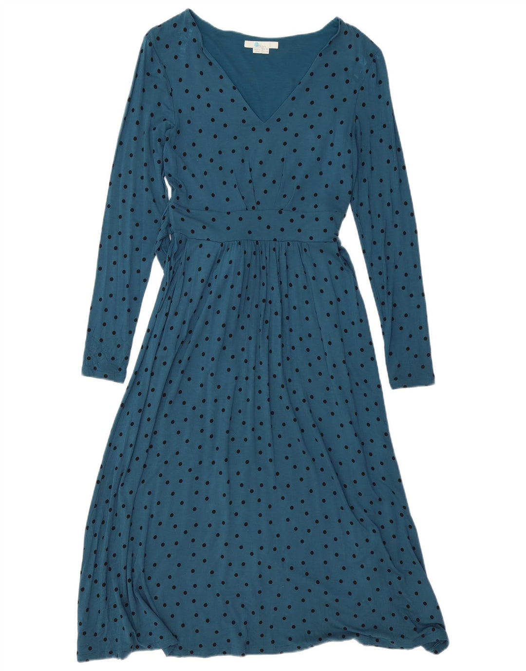 BODEN Abito lungo da donna a maniche lunghe UK 8 Piccolo viscosa blu a pois