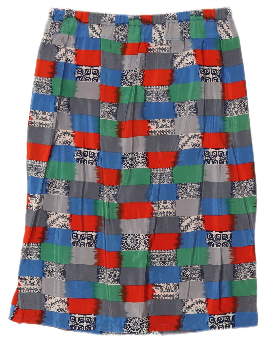 Gonna dritta da donna vintage W30 media multicolore geometrica