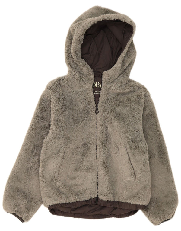 Giacca in pile con cappuccio Zara per ragazze Teddy Bear 11-12 anni in poliammide grigio