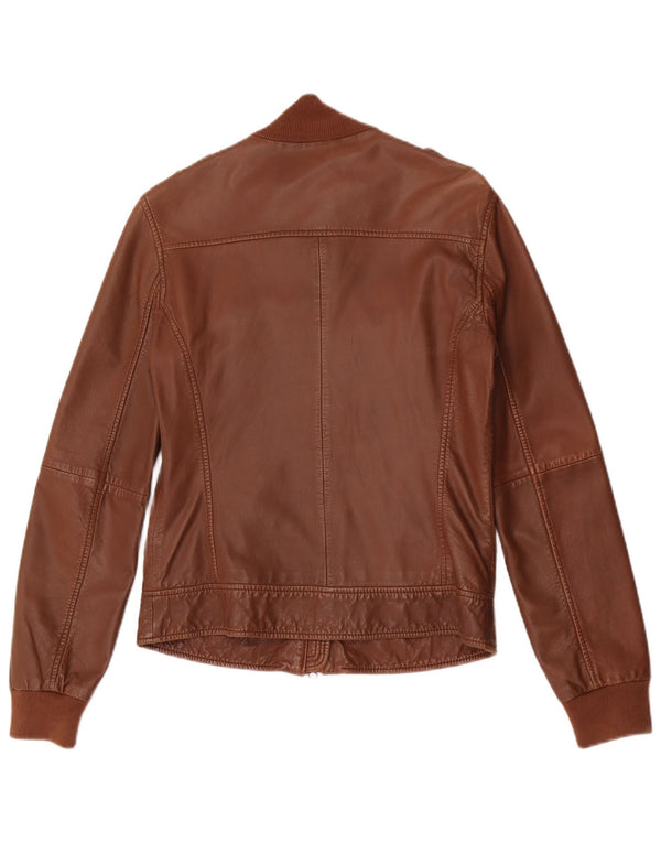 Giubbotto in Pelle Militare Donna BENETTON IT 44 Pelle Marrone Medio