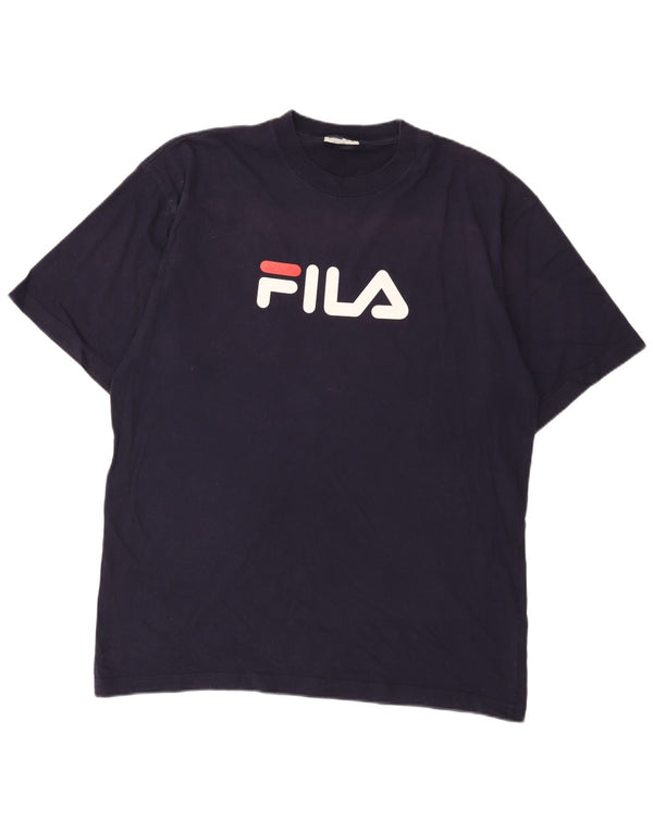 T-shirt grafica da uomo Fila Top XL in cotone blu navy