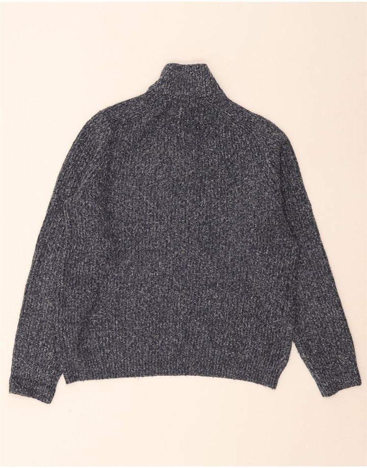 Maglione da uomo Marks & Spencer con zip e collo in acrilico chiazzato blu medio
