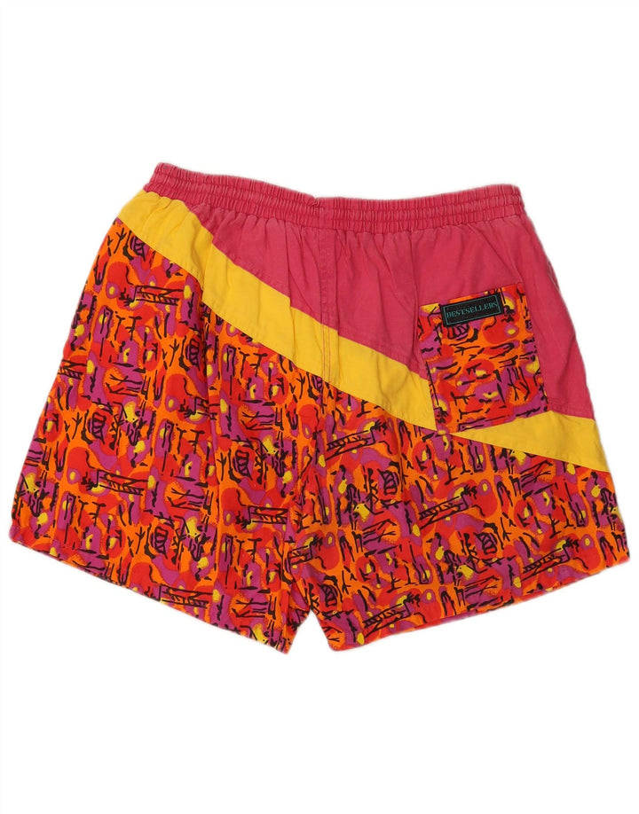 Pantaloncini da bagno da uomo VINTAGE XL in cotone geometrico rosa