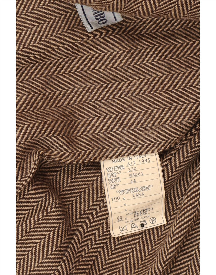 Giacca Blazer 3 Bottoni Donna Piombo IT 44 Lana Spinata Marrone Medio