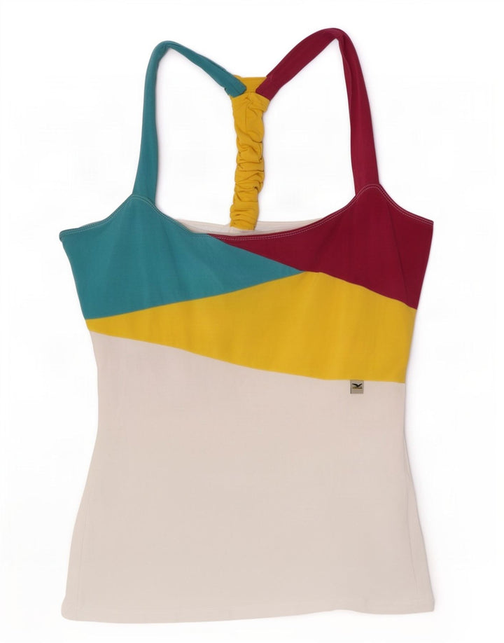 SALEWA Top da donna alla caviglia UK 10 piccolo cotone color block bianco