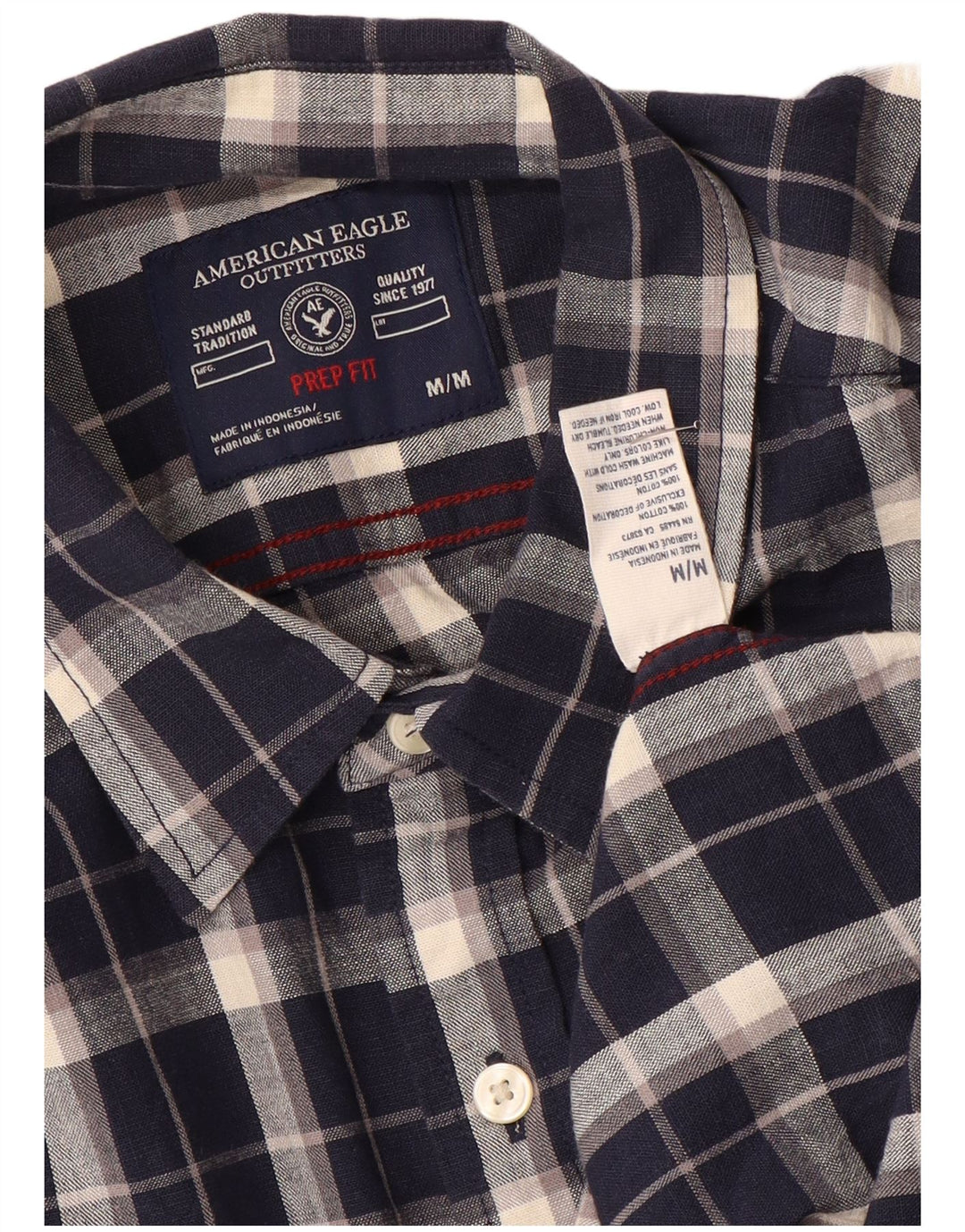 Camicia da uomo American Eagle in cotone a quadri blu navy medio