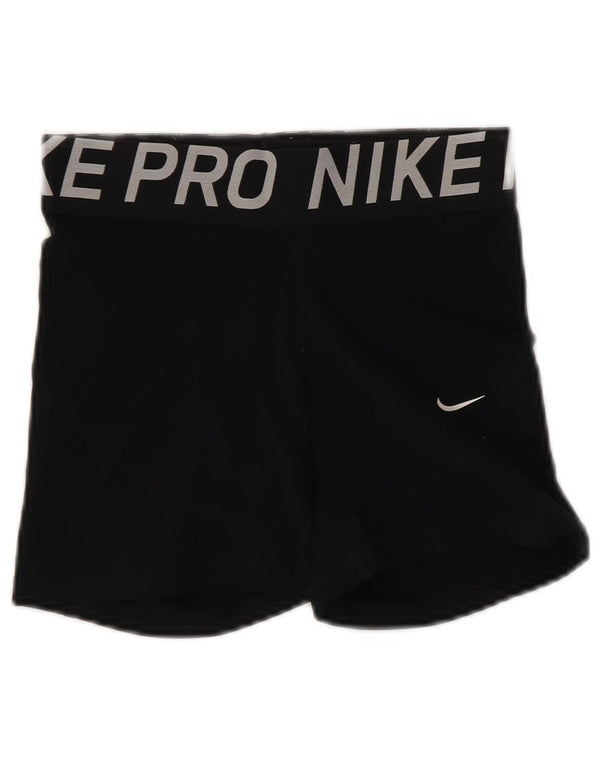 NIKE Pantaloncini sportivi grafici Dri Fit da donna UK 8 piccoli poliestere nero