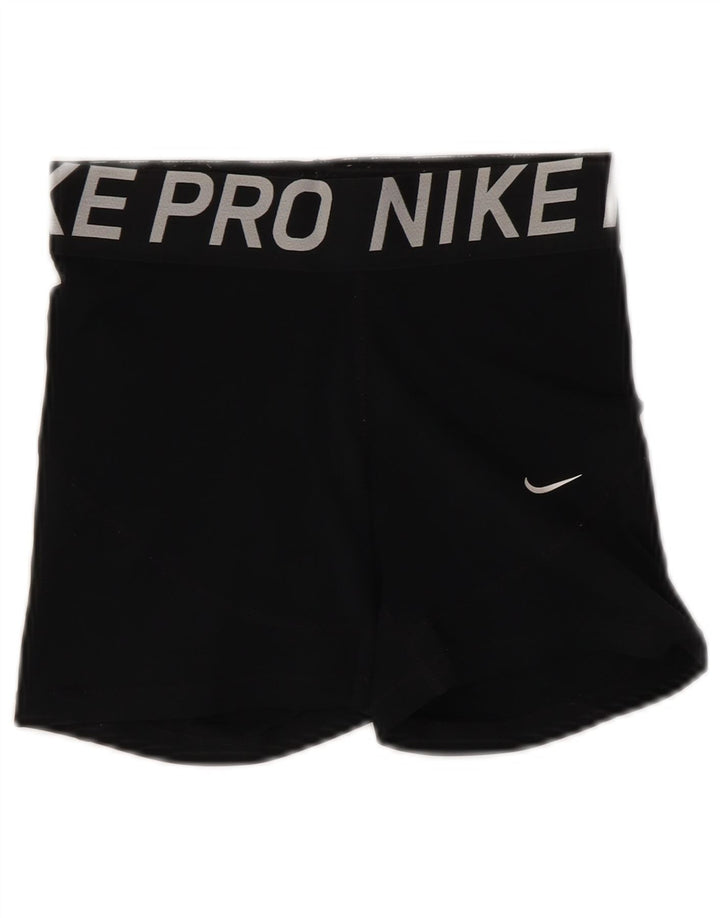 NIKE Pantaloncini sportivi grafici Dri Fit da donna UK 8 piccoli poliestere nero