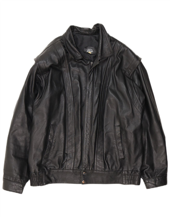 Giacca in pelle da uomo VINTAGE UK 40 grande in pelle nera