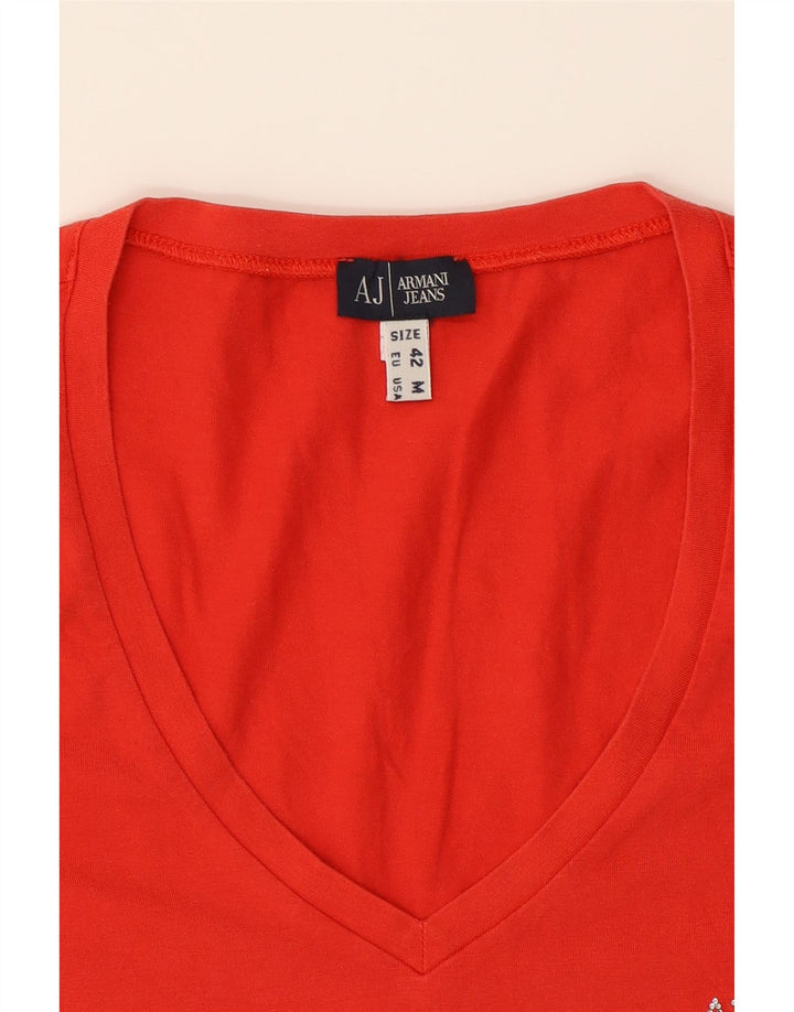 ARMANI JEANS Womens T-Shirt Top UK 12 Medium Red Vintage Armani Jeans and Second-Hand Armani Jeans from Messina Hembry 