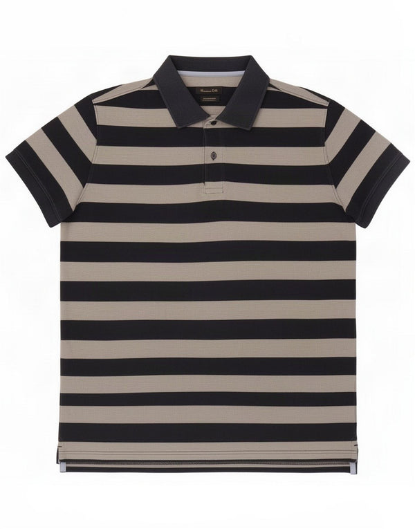 Polo da uomo regular fit Massimo Dutti media cotone a righe blu navy