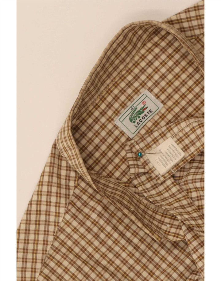 Camicia a maniche corte da uomo Lacoste taglia 41 grande cotone a quadri beige