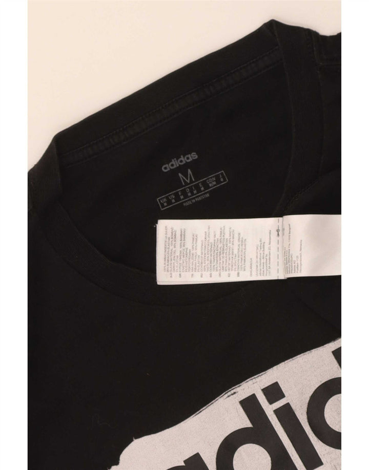 T-shirt grafica da uomo Adidas Top in cotone nero medio