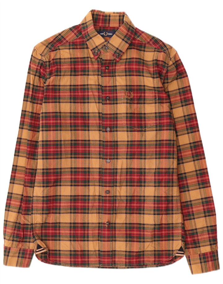 Camicia da uomo Fred Perry piccola in cotone a quadri marroni