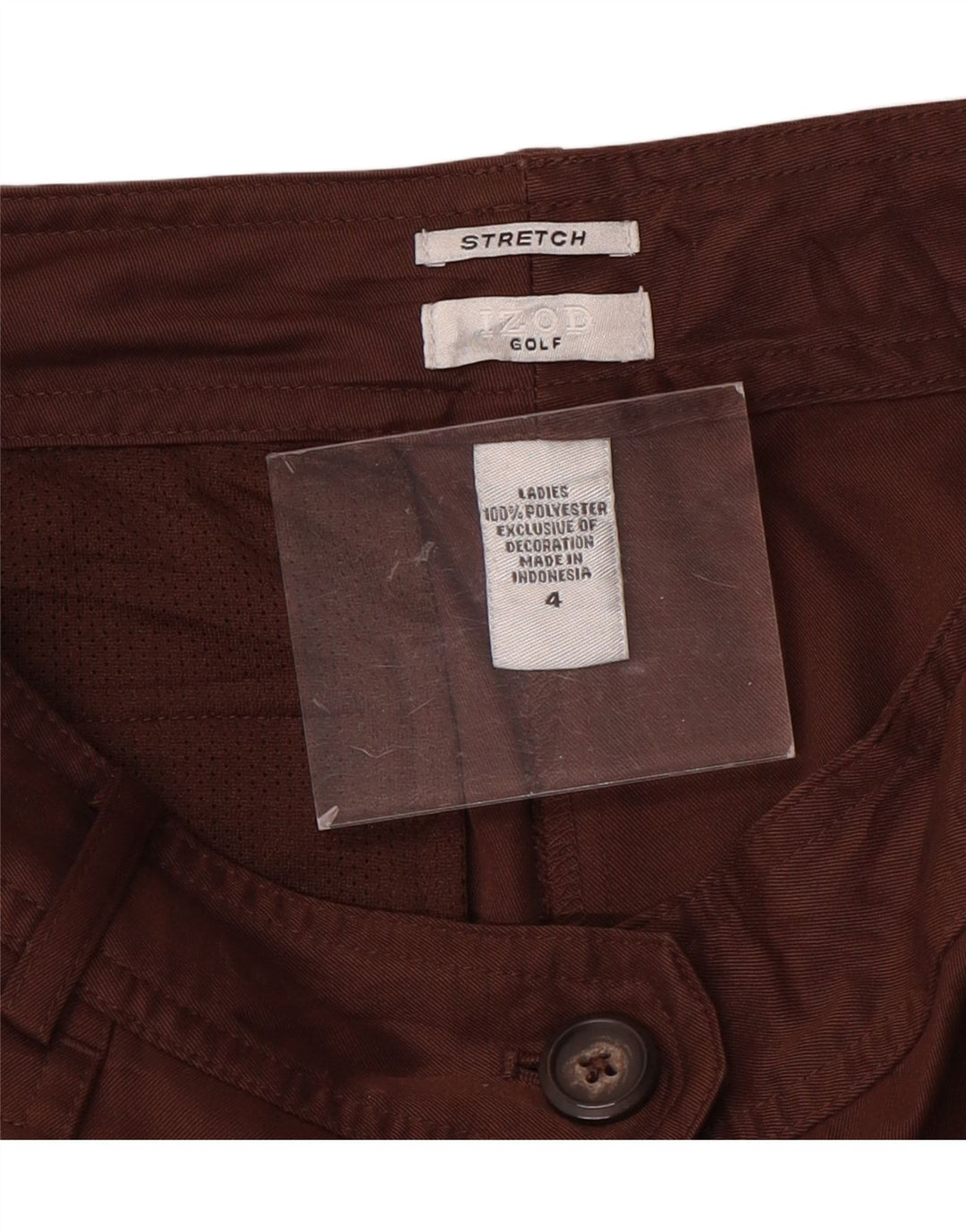 Pantaloni casual dritti da donna IZOD US 4 Small W30 L31 poliestere marrone