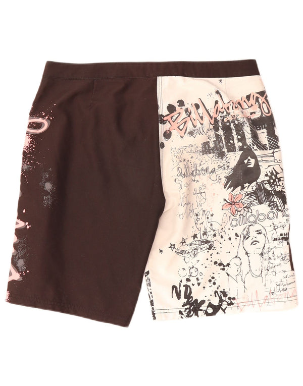Pantaloncini da bagno grafici da donna Billabong UK 14 Large Black Colourblock