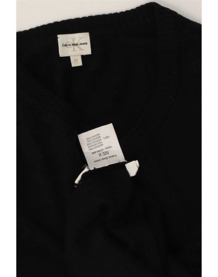 Calvin Klein Jeans Maglione da uomo con scollo a V in lana merino nera media