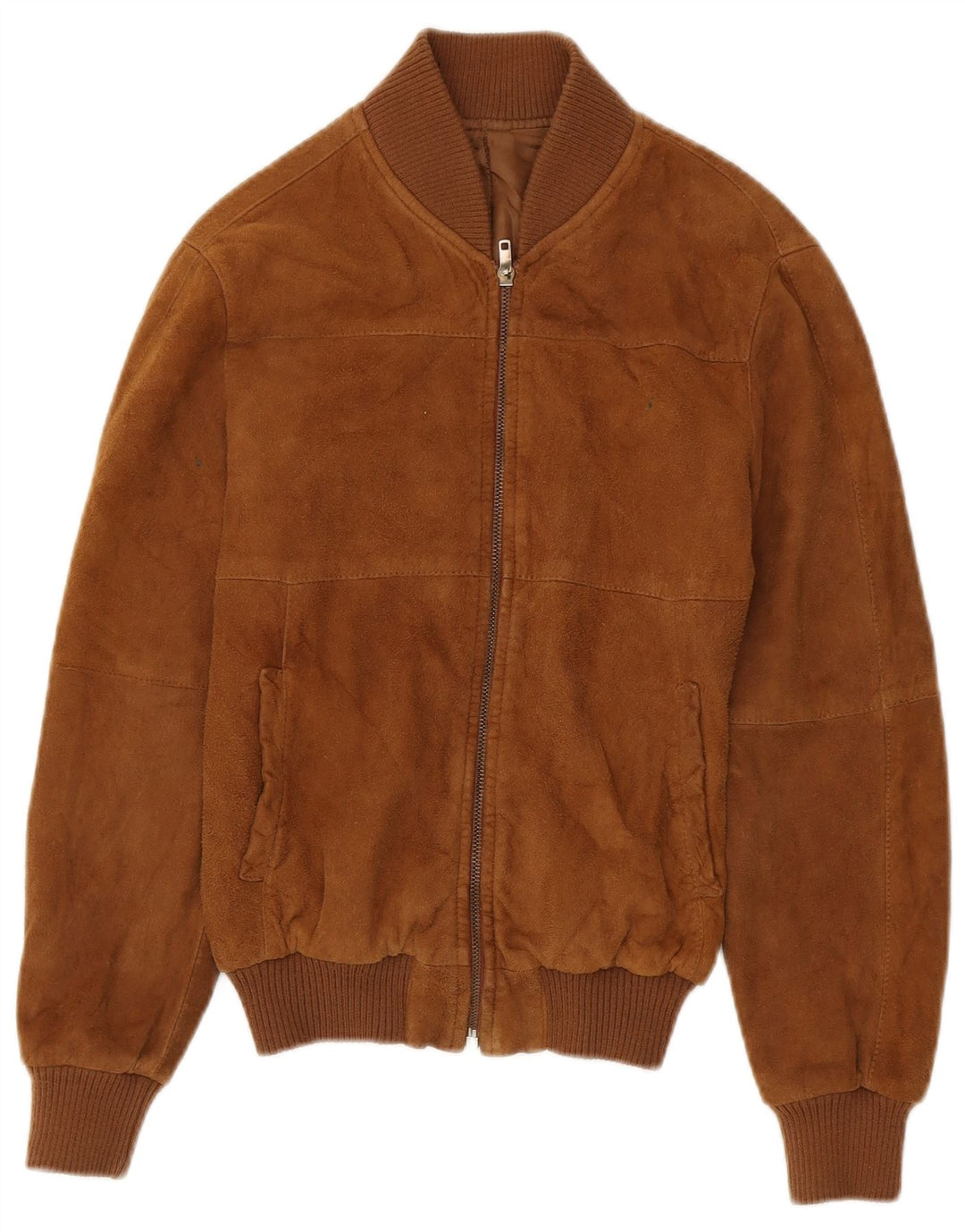 Giacca bomber scamosciata da donna vintage IT 40 piccola marrone