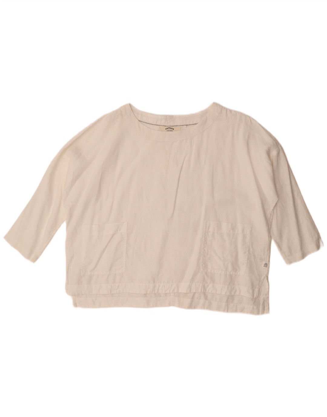 Camicetta oversize da donna con maniche a 3/4 Fat Face Top UK 10 Piccolo lino bianco