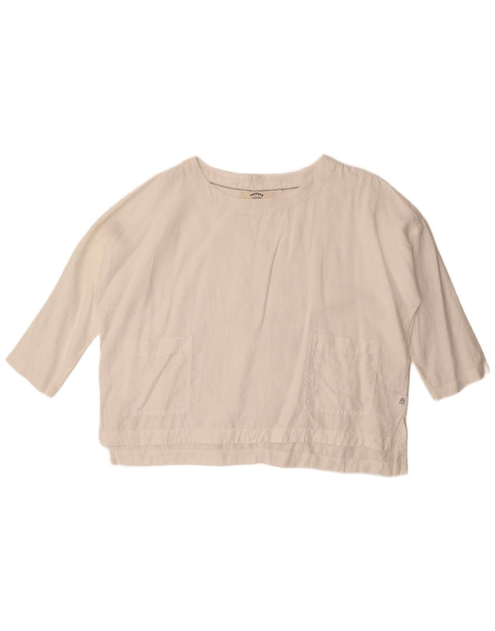 Camicetta oversize da donna con maniche a 3/4 Fat Face Top UK 10 Piccolo lino bianco